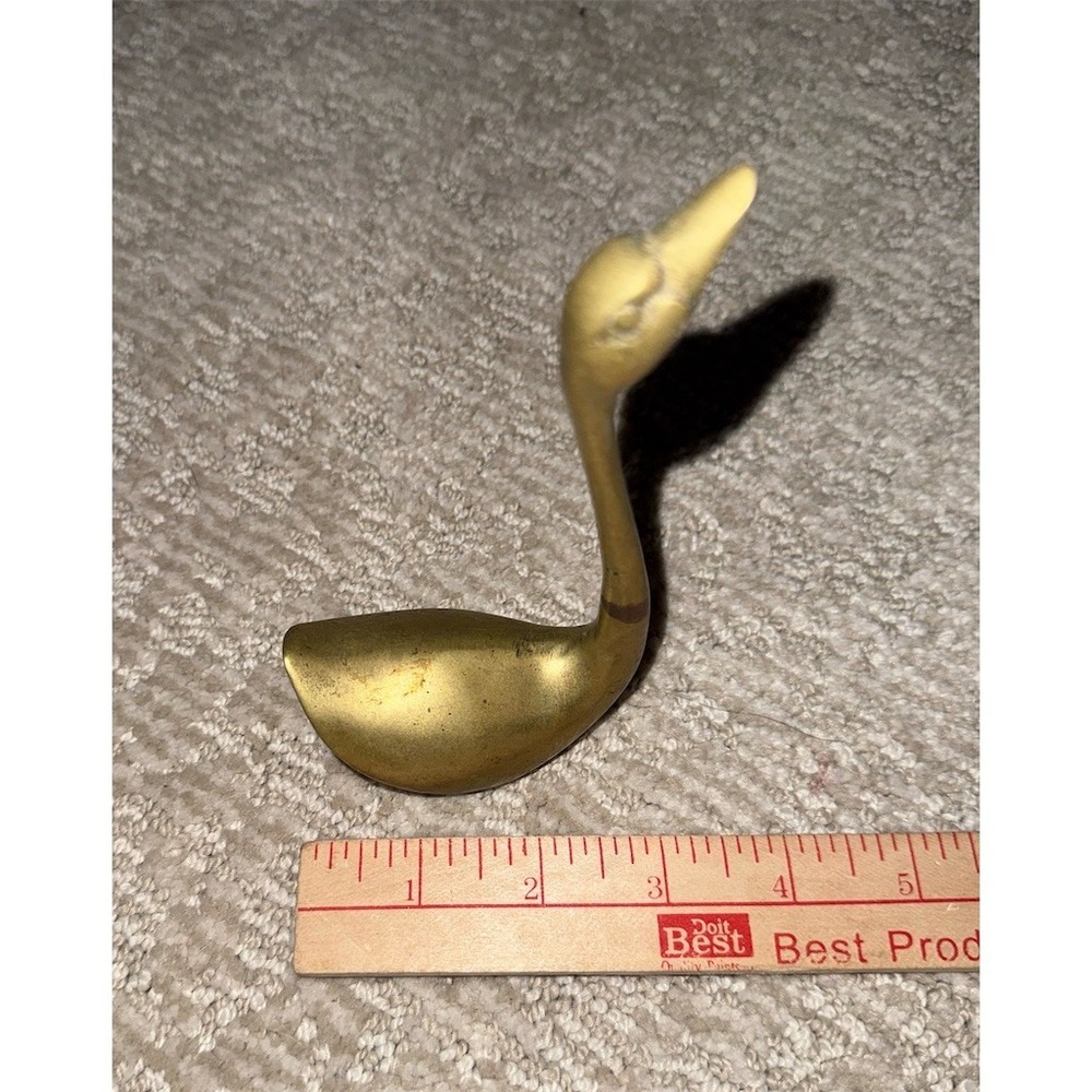 Vintage Brass Swan Figurine Gold Mid-Century Modern Tabletop Decor Classic retro - Picture 6 of 8